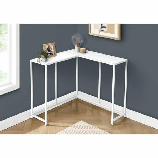 Clean Choice 36 in. L-shaped Corner Metal Frame Console Table, White CL2454935